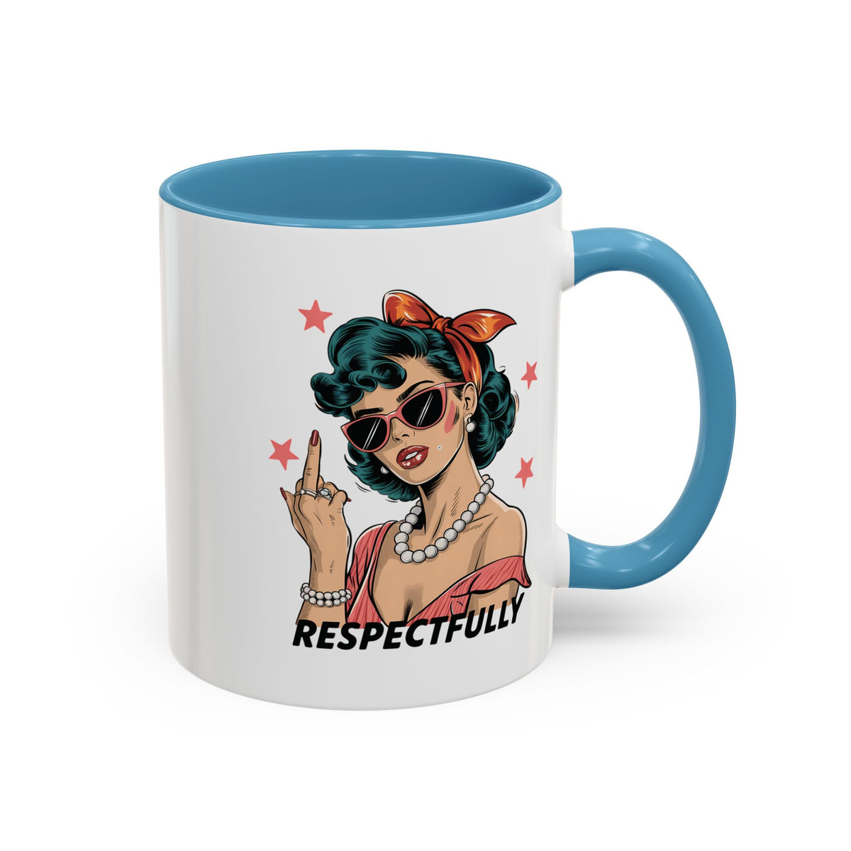 Respectfully Retro Woman Mug | Funny Sassy Middle Finger Coffee Cup