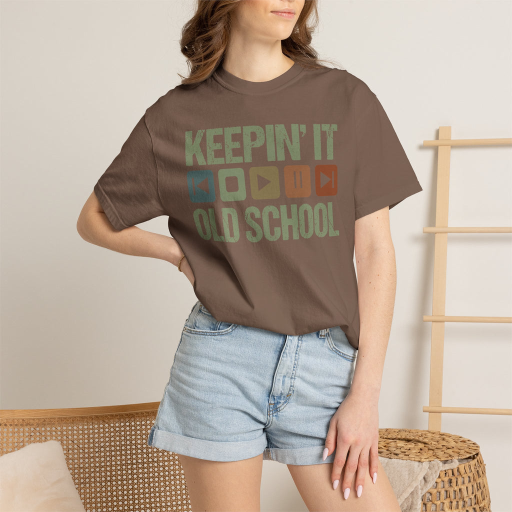 Keepin' It Old School T-Shirt — Retro Media Buttons Graphic Tee