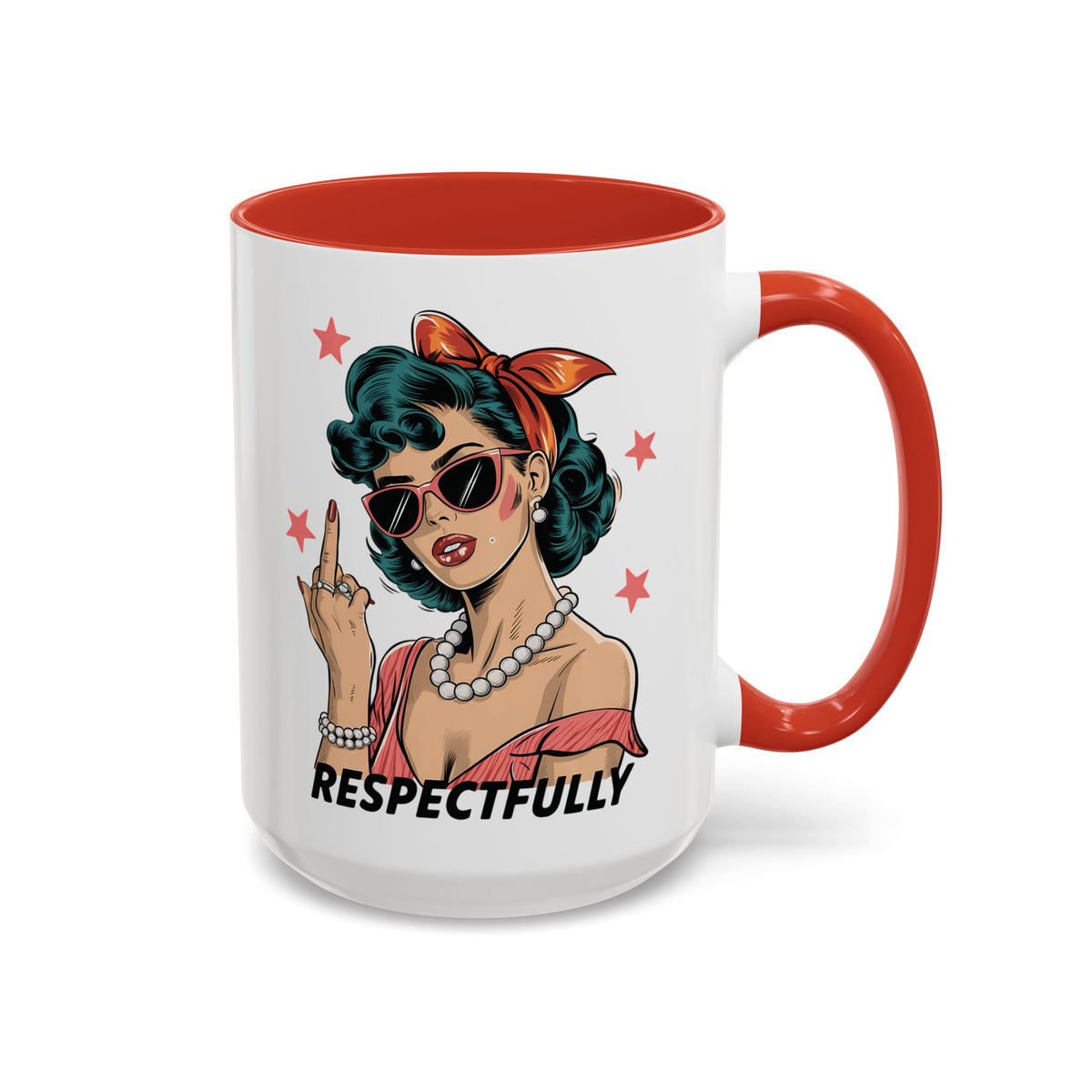 Respectfully Retro Woman Mug | Funny Sassy Middle Finger Coffee Cup