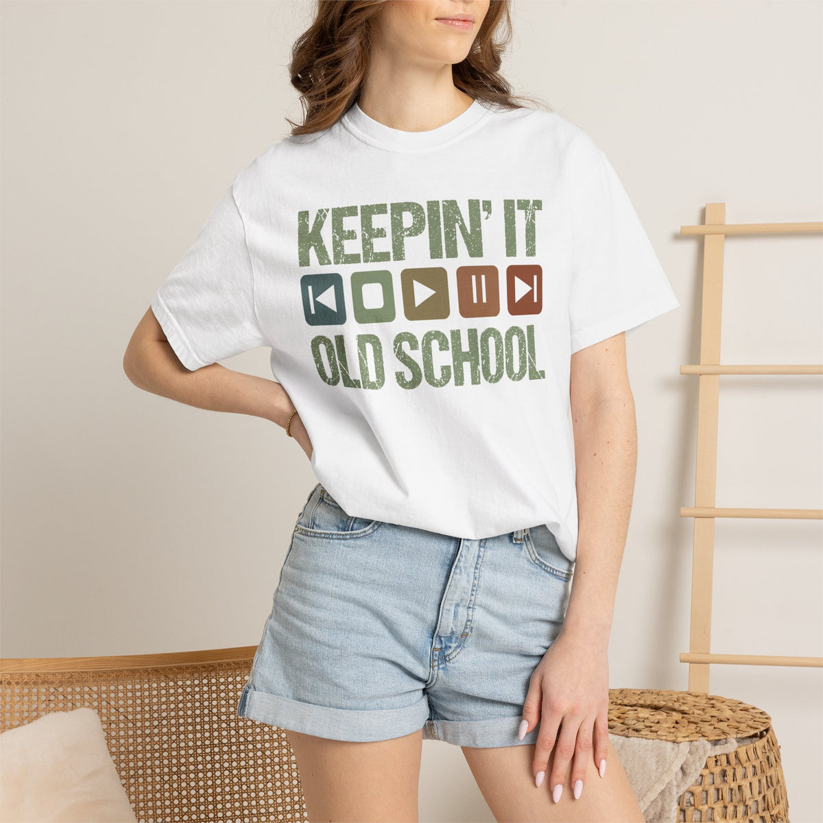 Keepin' It Old School T-Shirt — Retro Media Buttons Graphic Tee