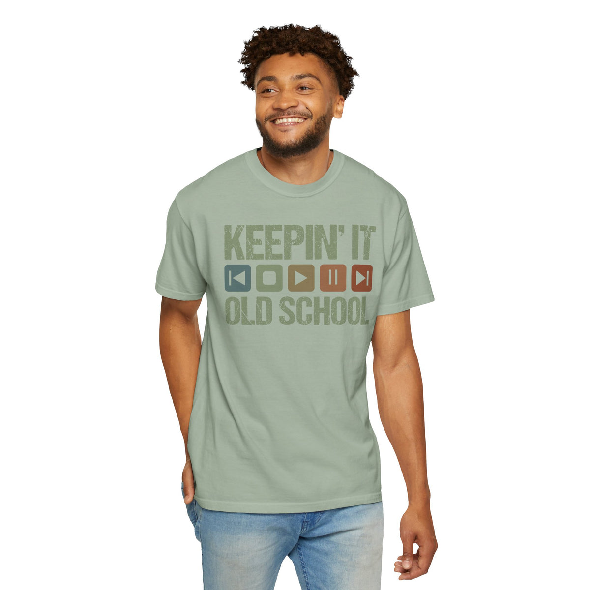 Keepin' It Old School T-Shirt — Retro Media Buttons Graphic Tee