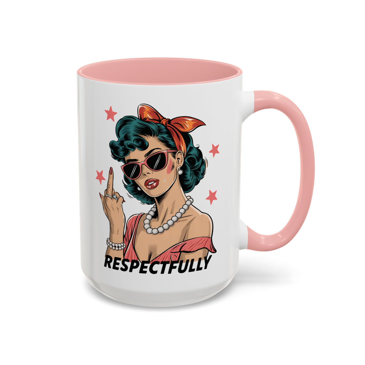 Respectfully Retro Woman Mug | Funny Sassy Middle Finger Coffee Cup