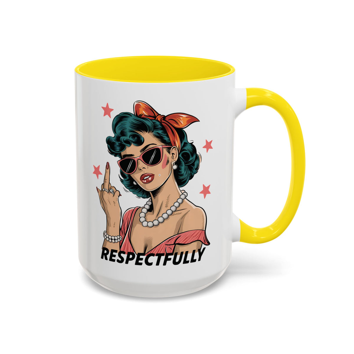 Respectfully Retro Woman Mug | Funny Sassy Middle Finger Coffee Cup