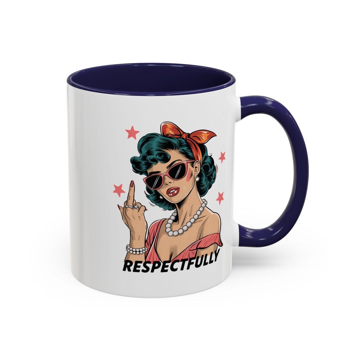 Respectfully Retro Woman Mug | Funny Sassy Middle Finger Coffee Cup