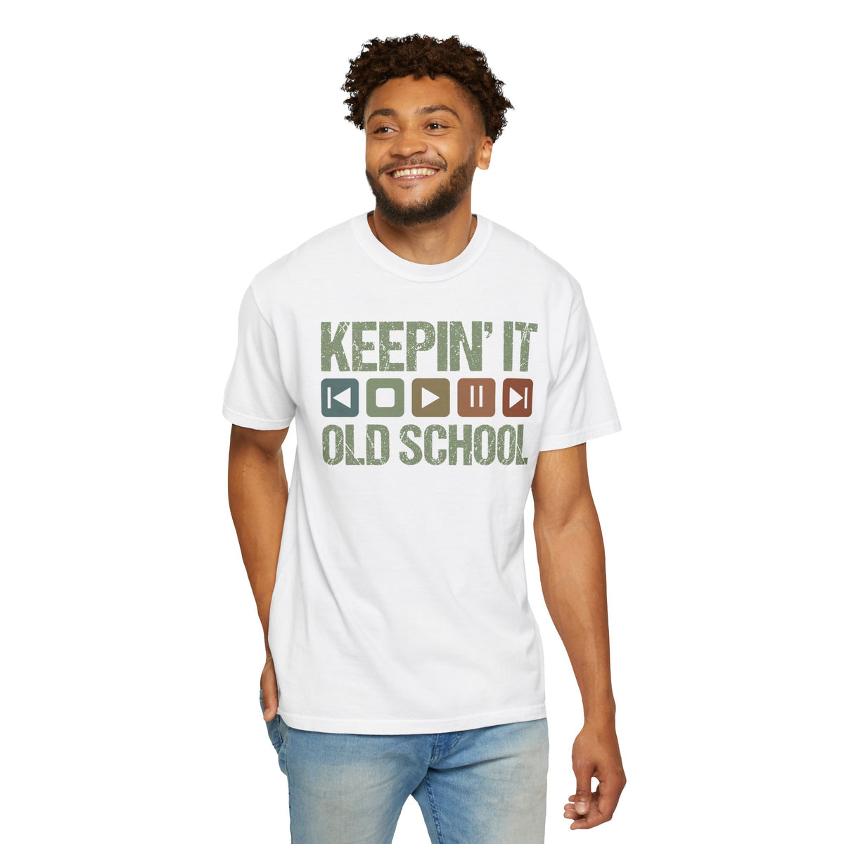 Keepin' It Old School T-Shirt — Retro Media Buttons Graphic Tee
