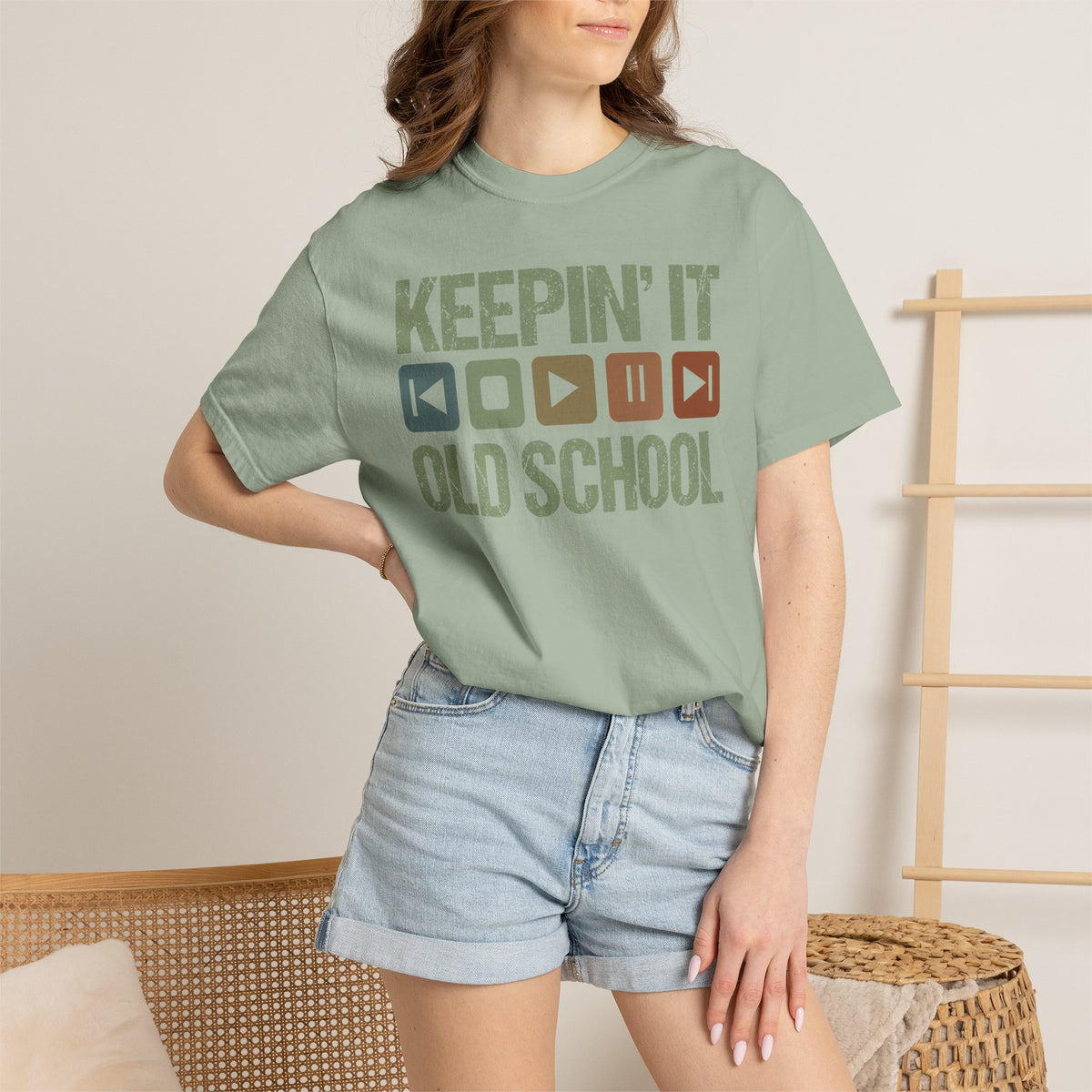 Keepin' It Old School T-Shirt — Retro Media Buttons Graphic Tee