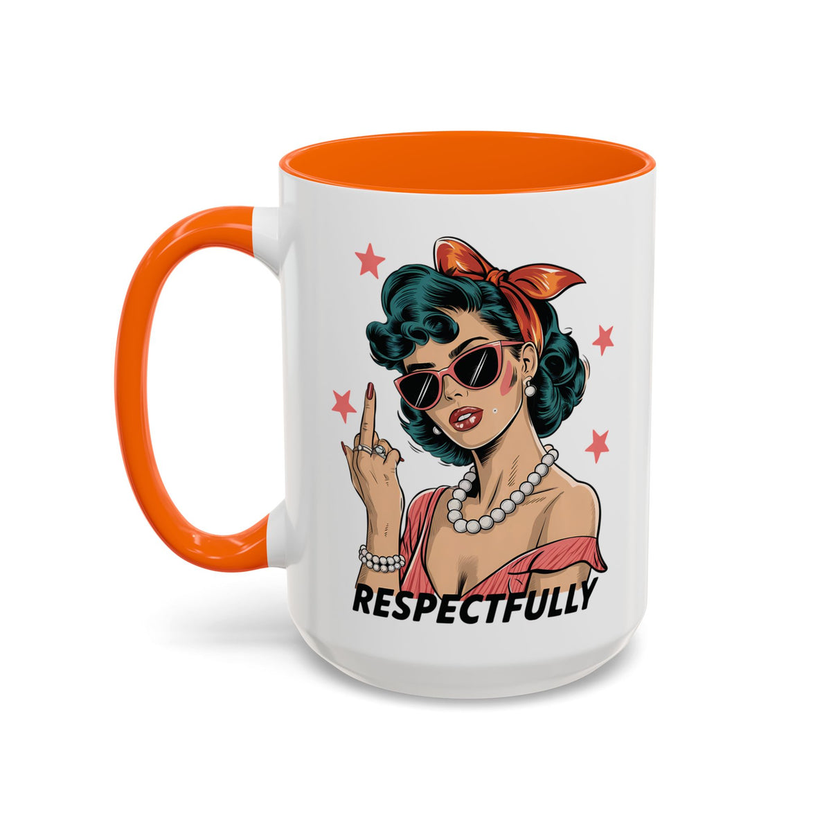 Respectfully Retro Woman Mug | Funny Sassy Middle Finger Coffee Cup