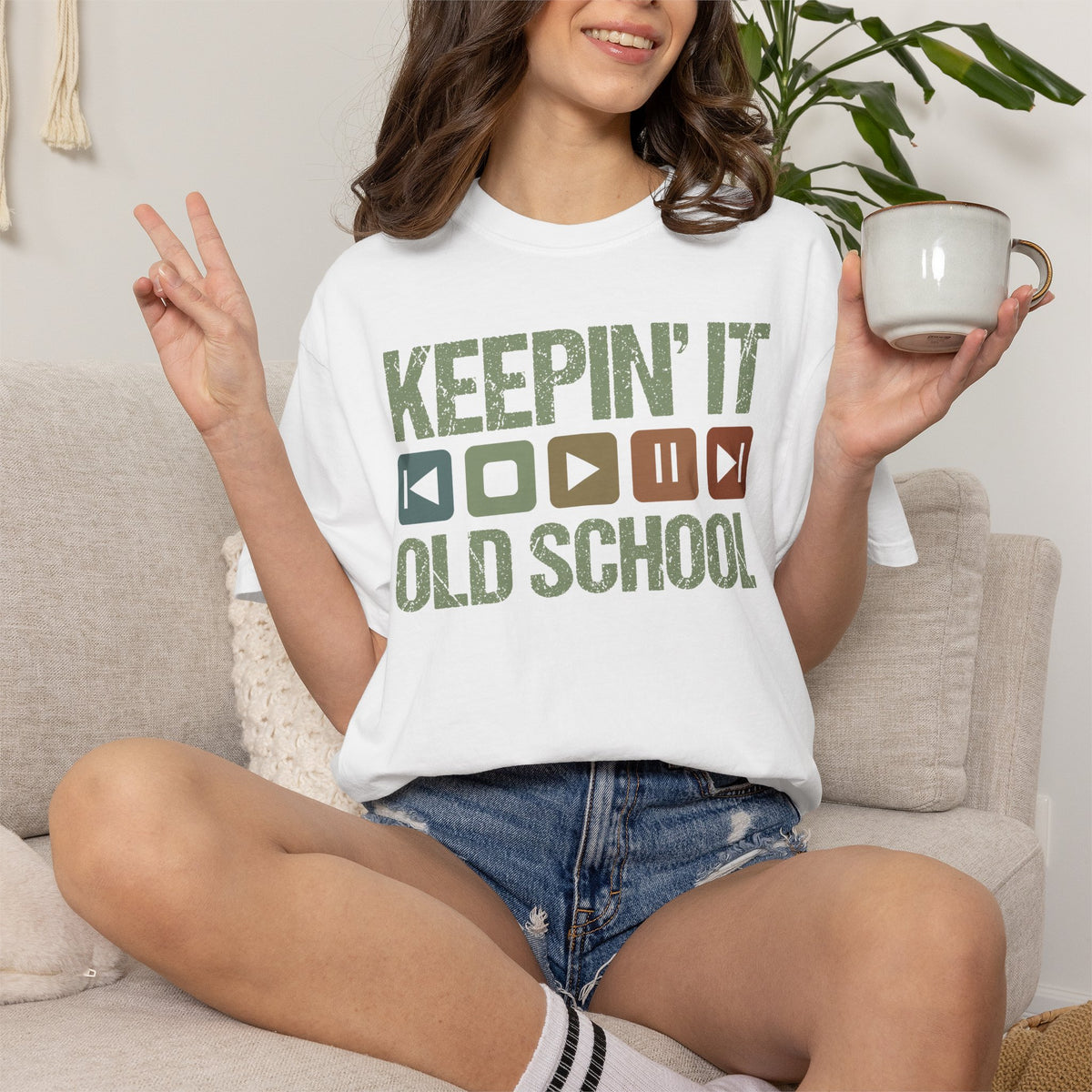 Keepin' It Old School T-Shirt — Retro Media Buttons Graphic Tee