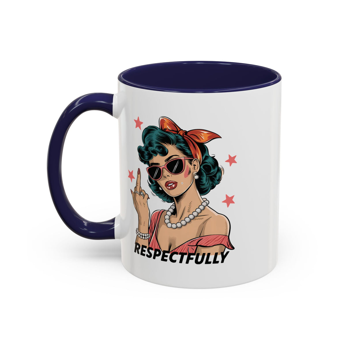 Respectfully Retro Woman Mug | Funny Sassy Middle Finger Coffee Cup