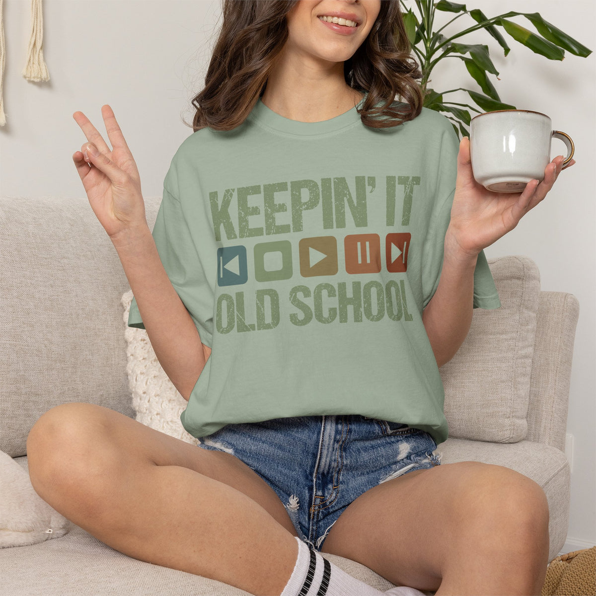 Keepin' It Old School T-Shirt — Retro Media Buttons Graphic Tee