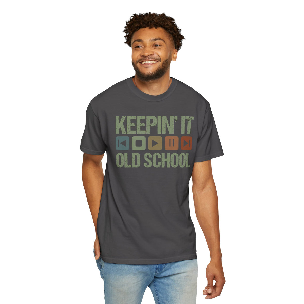 Keepin' It Old School T-Shirt — Retro Media Buttons Graphic Tee