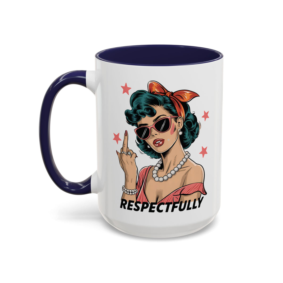 Respectfully Retro Woman Mug | Funny Sassy Middle Finger Coffee Cup