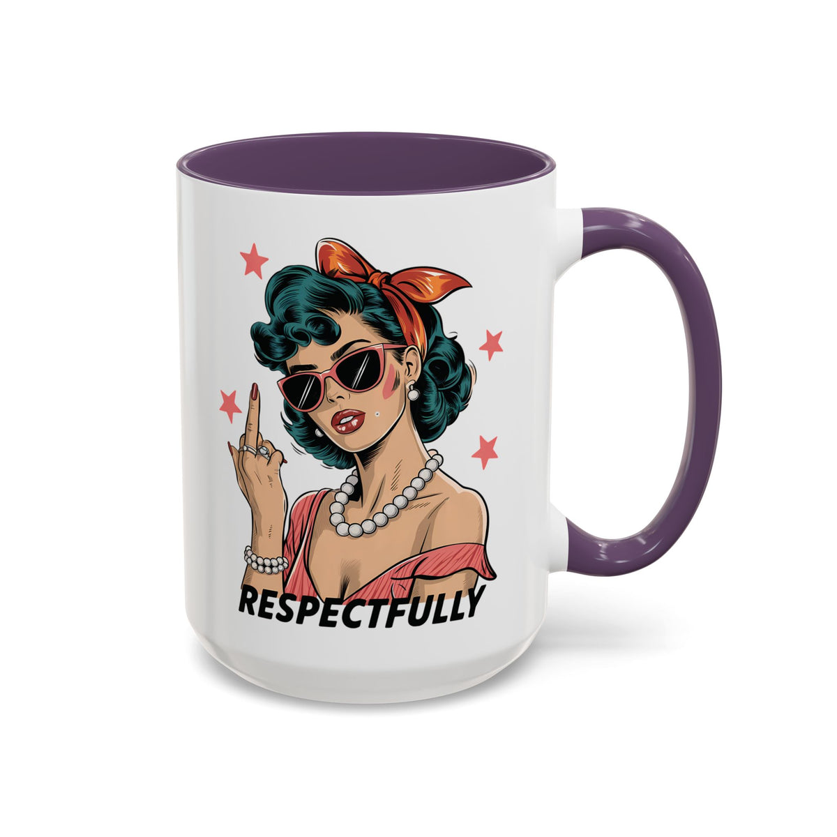 Respectfully Retro Woman Mug | Funny Sassy Middle Finger Coffee Cup