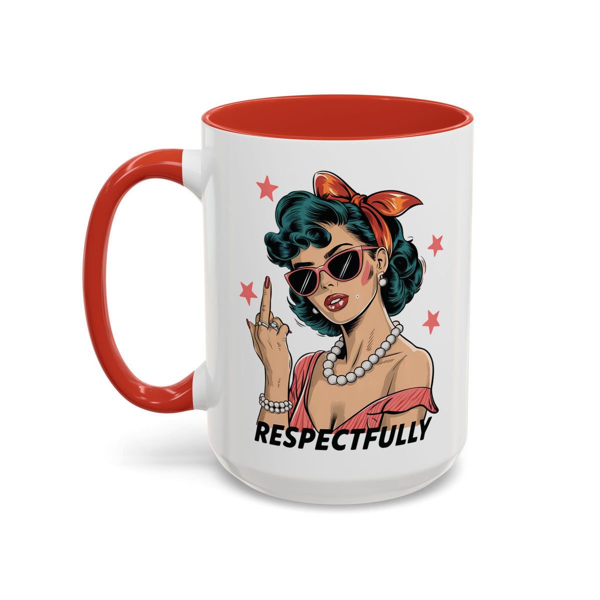 Respectfully Retro Woman Mug | Funny Sassy Middle Finger Coffee Cup