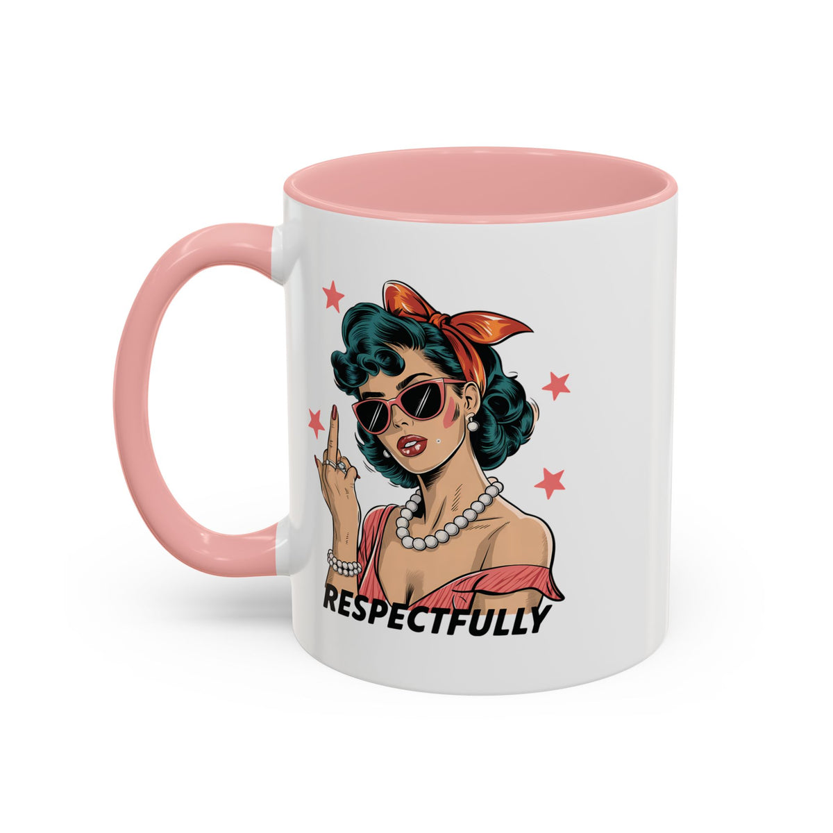 Respectfully Retro Woman Mug | Funny Sassy Middle Finger Coffee Cup