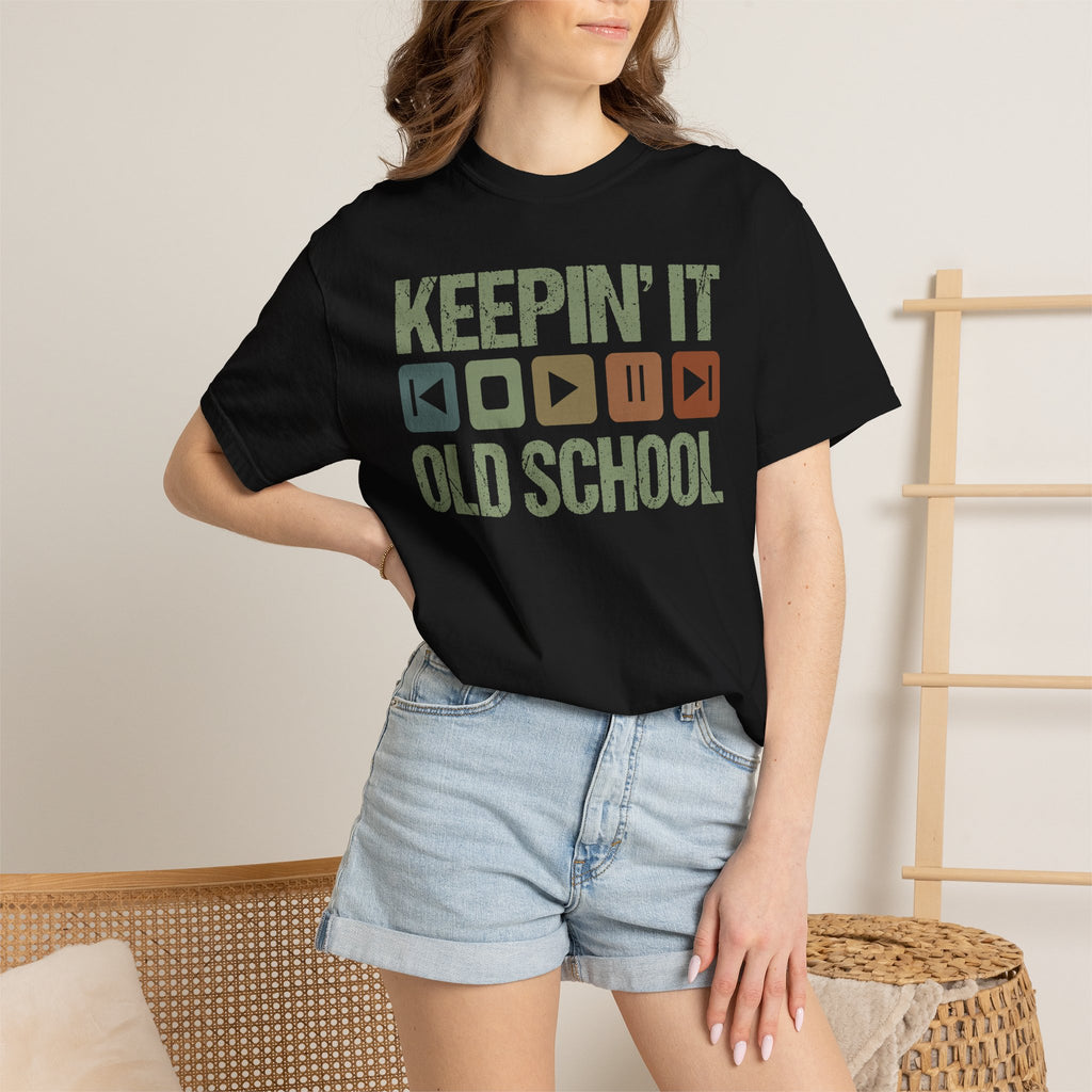 Keepin' It Old School T-Shirt — Retro Media Buttons Graphic Tee