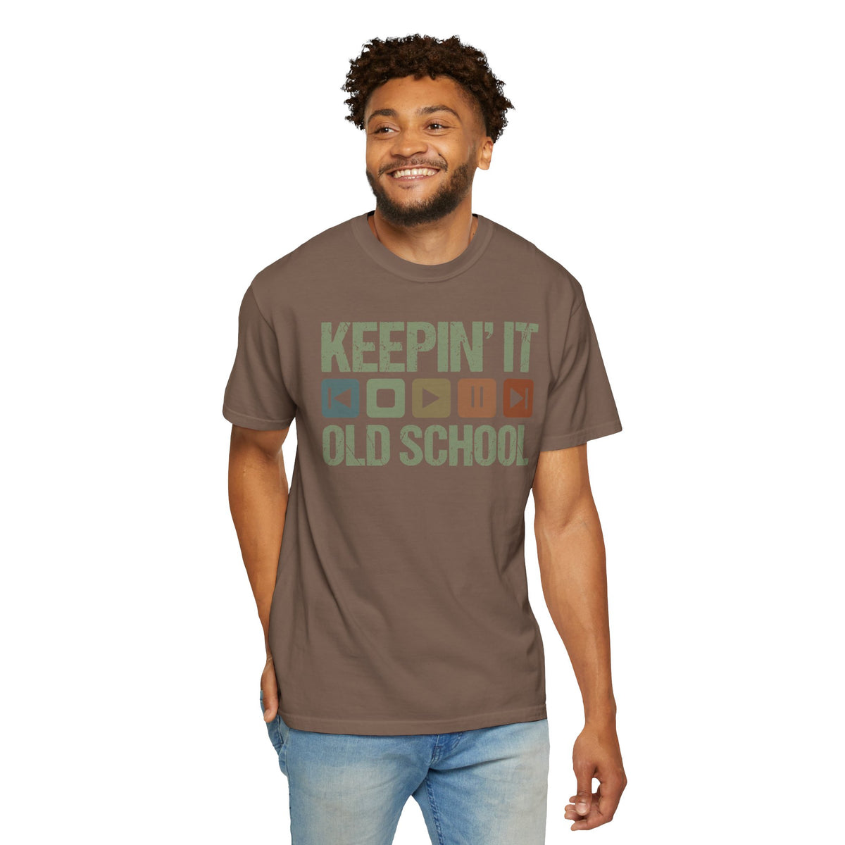 Keepin' It Old School T-Shirt — Retro Media Buttons Graphic Tee