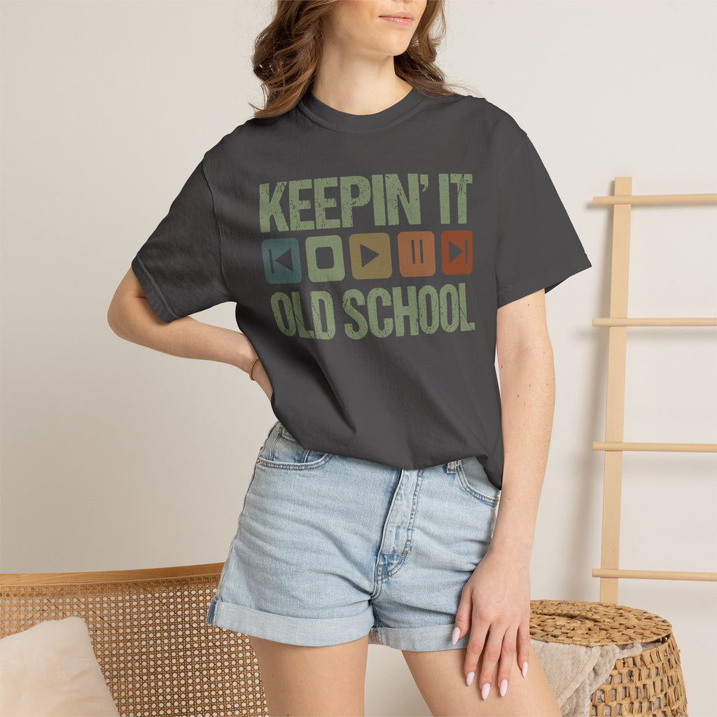 Keepin' It Old School T-Shirt — Retro Media Buttons Graphic Tee