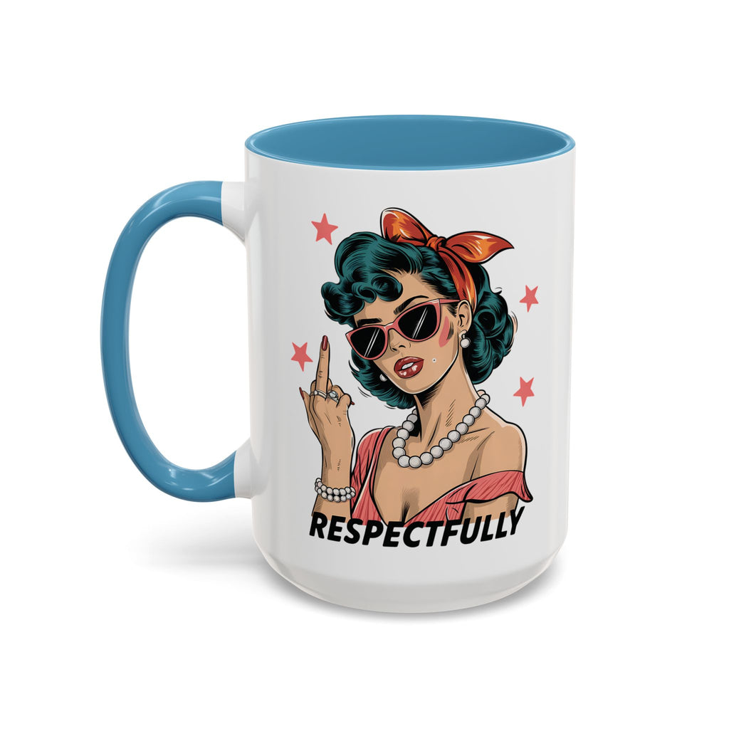 Respectfully Retro Woman Mug | Funny Sassy Middle Finger Coffee Cup