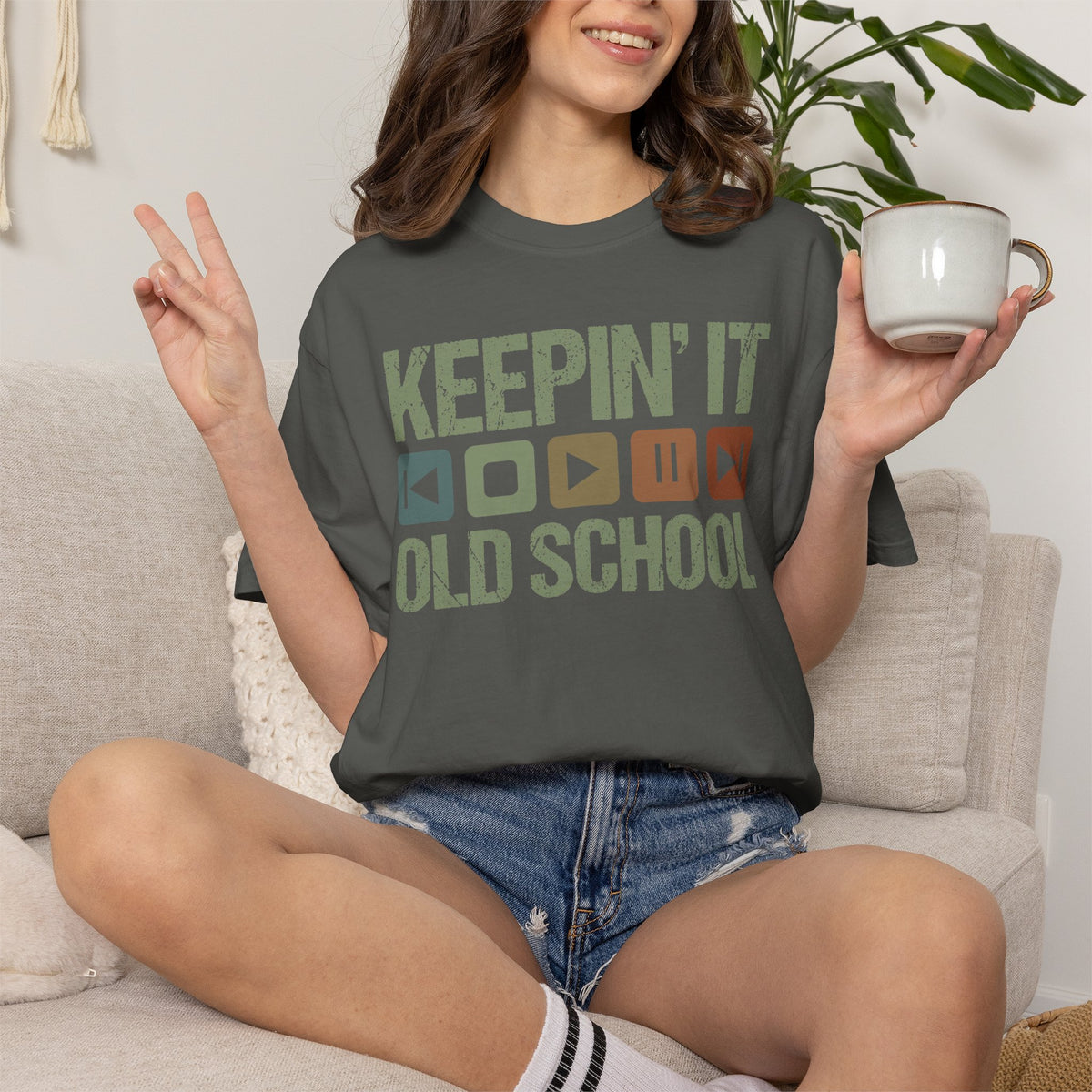 Keepin' It Old School T-Shirt — Retro Media Buttons Graphic Tee