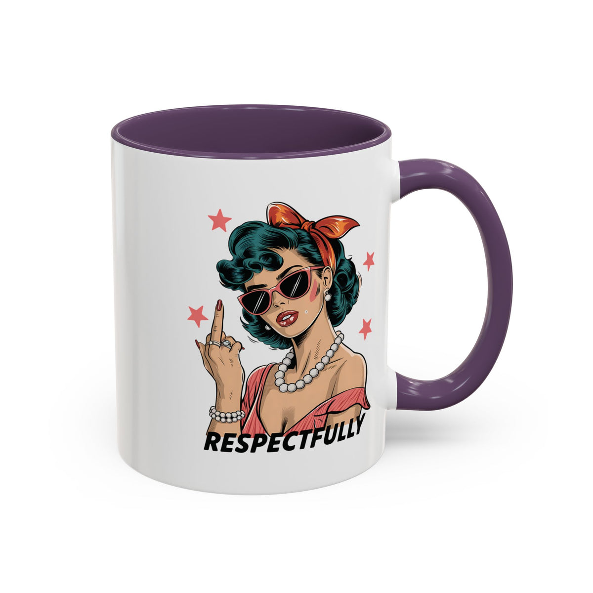 Respectfully Retro Woman Mug | Funny Sassy Middle Finger Coffee Cup
