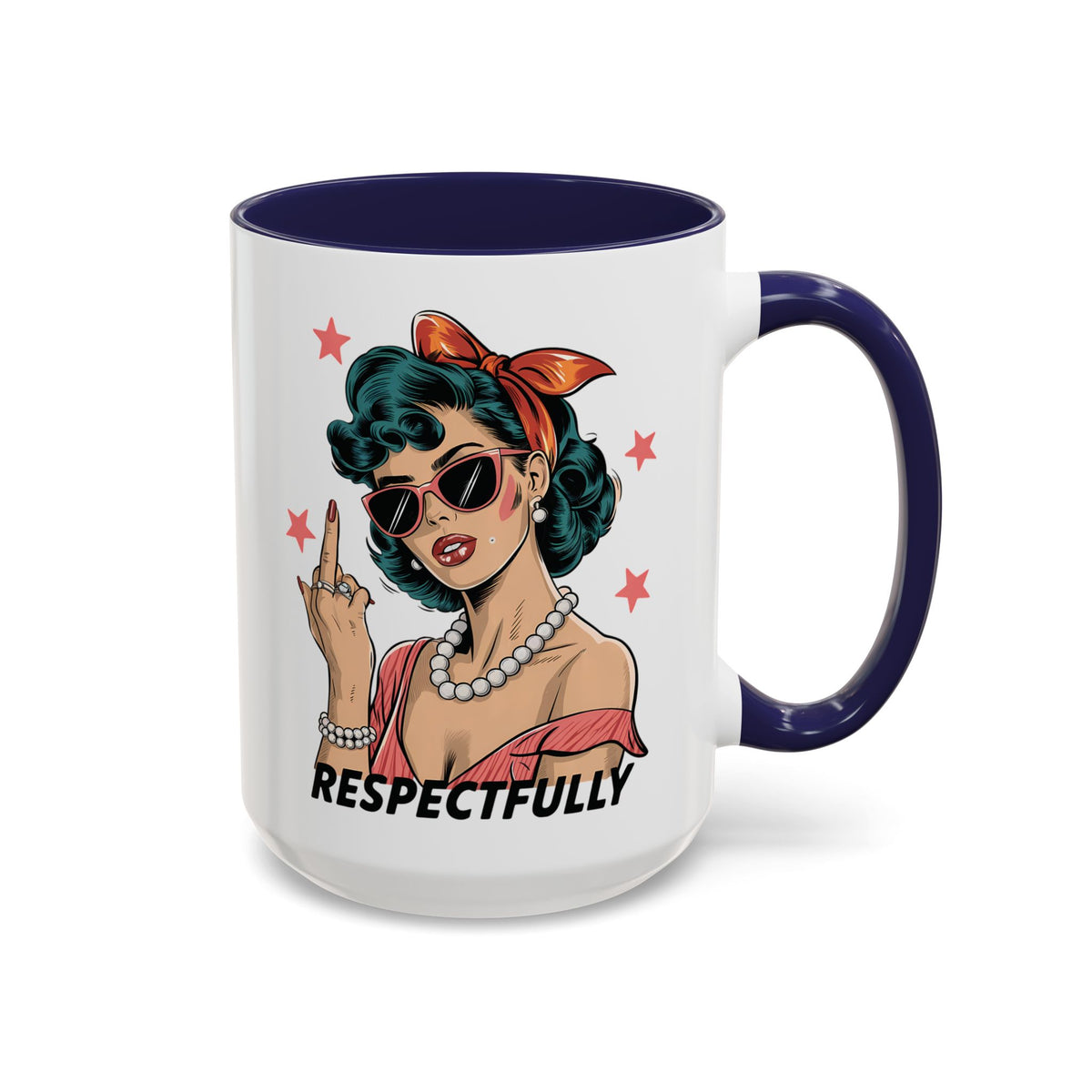 Respectfully Retro Woman Mug | Funny Sassy Middle Finger Coffee Cup